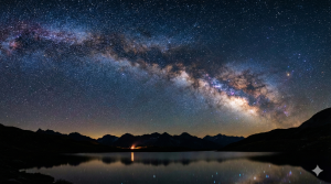 Night sky photo showing the Milky Way band